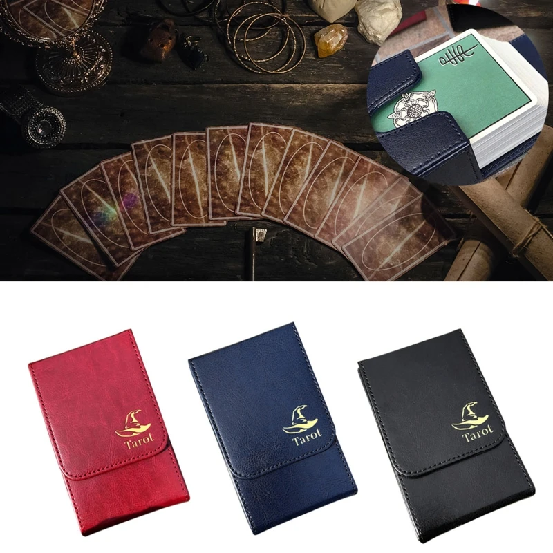 

Portable Tarot Card Storage Box Double Leather Collection Board Game Poker Case