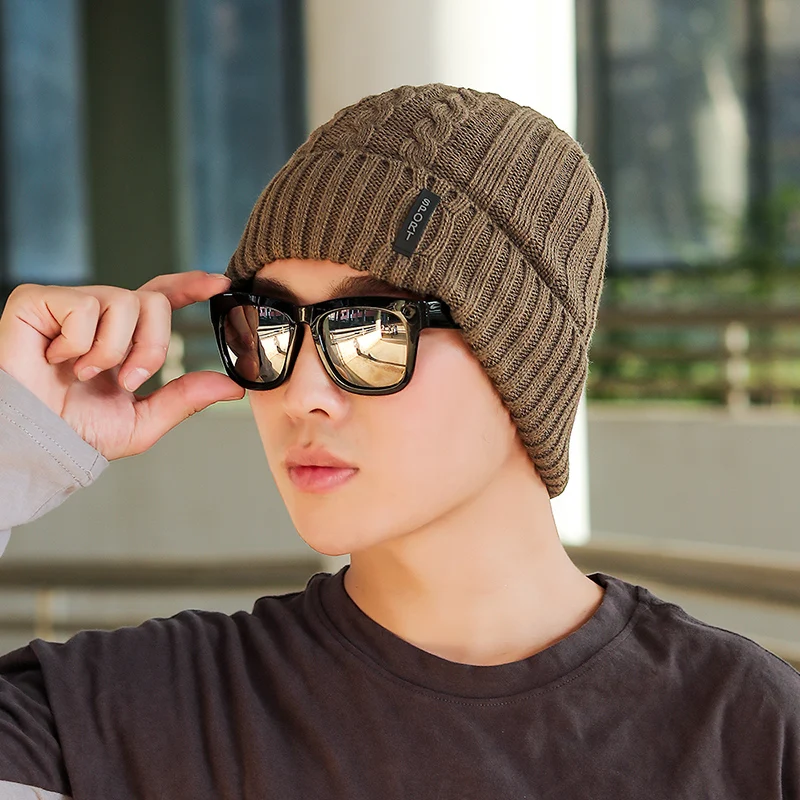 

Winter outdoor cycling ear protection woolen cap with flannel thickening knitted cap cycling head cover