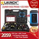 Диагностический инструмент 2 в 1 LAUNCH X431 PRO3S + V2.0 HDIII, устройство для чтения кодов OBDII, 12 В, 24 В, для грузовиков и тяжелых условий эксплуатации