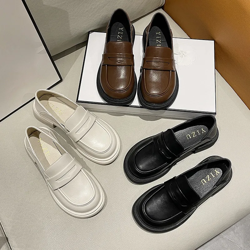 Low Heels All-Match Winter Shoes Women Autumn Modis British Style Oxfords Fall 2021 Preppy New Leather Basic Mary Janes Rome Squ