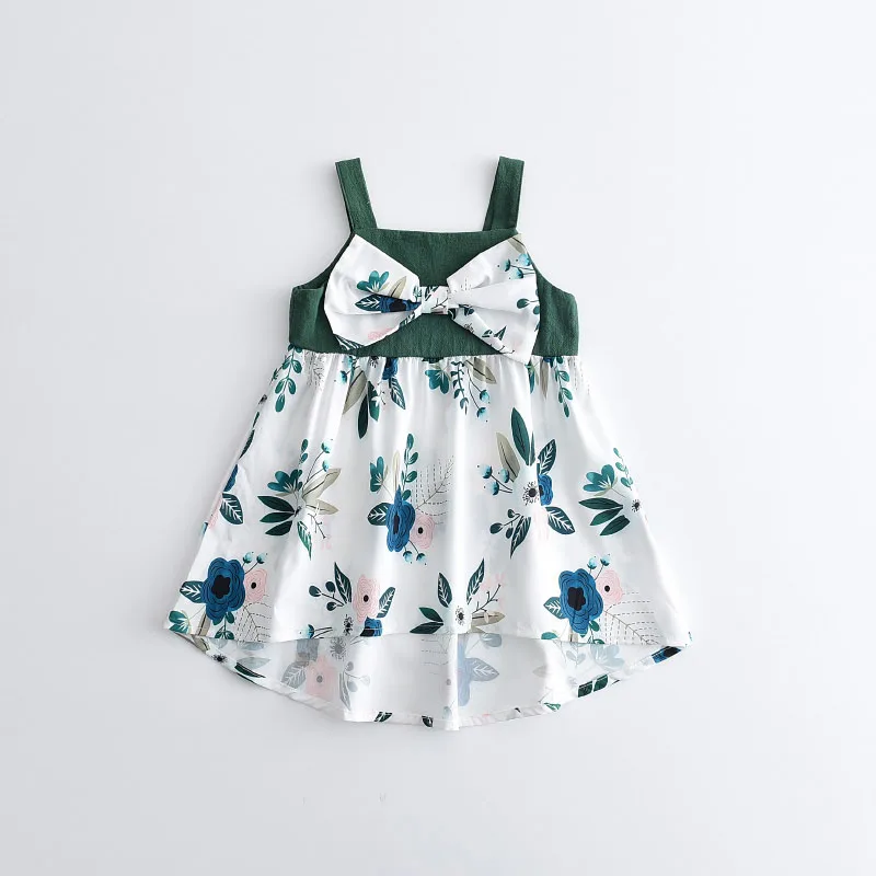 

Keelorn Baby Girl Casual Dresses Sweet Toddler Bow Floral Summer Vestidos Infant Sling Party Costumes