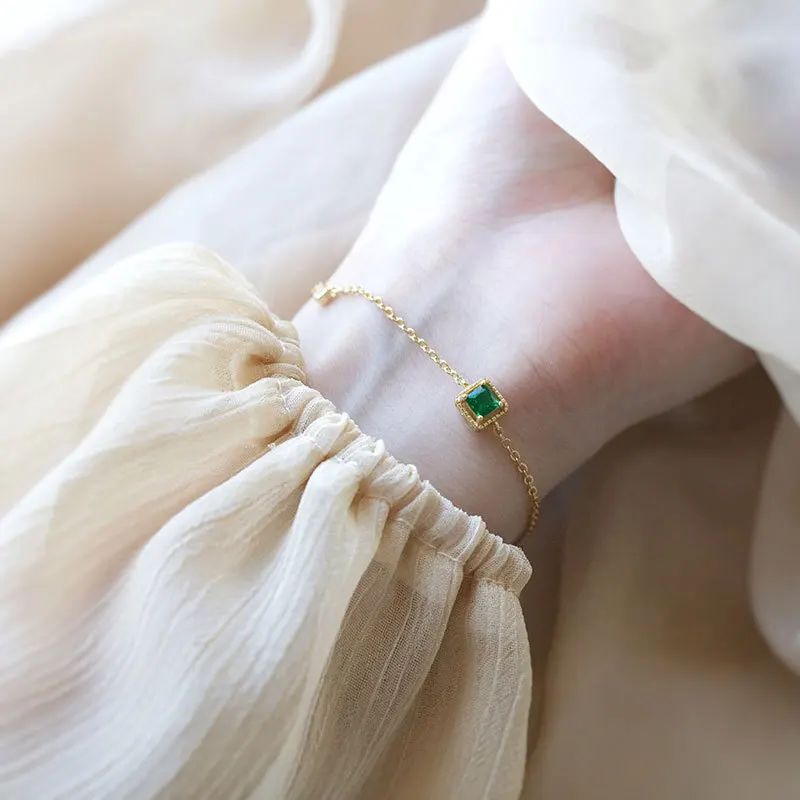 Латунные квадратные зеленые циркониевые бриллиантовые женские классические