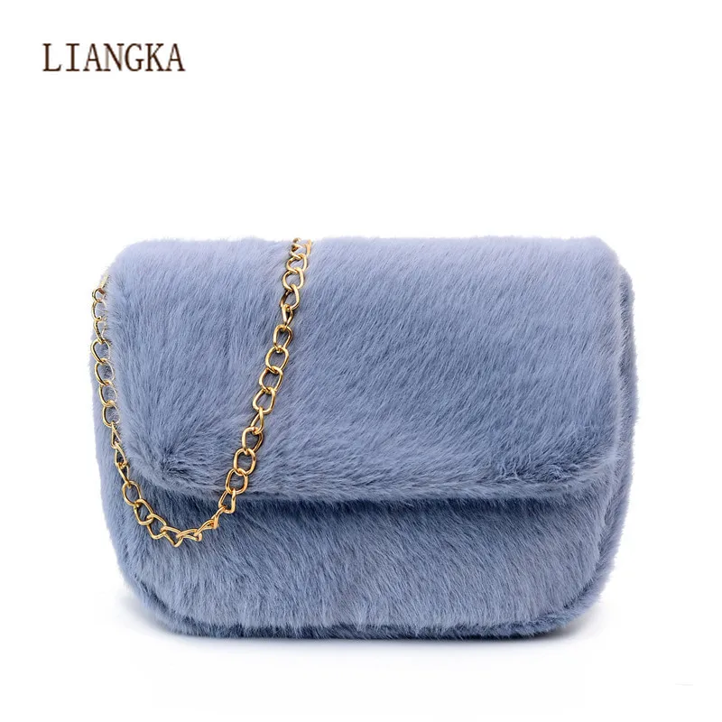 

2021 Faux Fur Crossbody Bags for Women Autumn Winter Plush Purses and Handbags Female Phone Shoulder Bag Girls