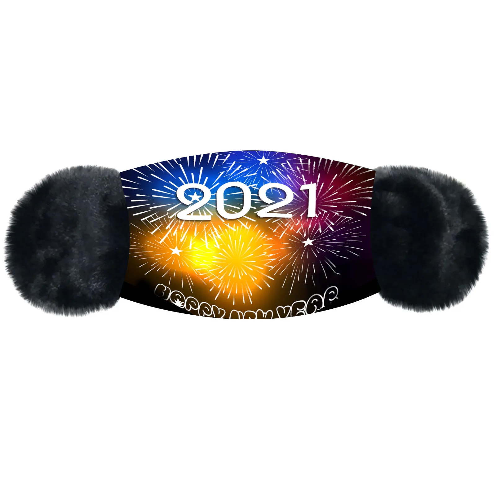 Маска унисекс для взрослых на зиму 2021 с новогодним принтом теплая маска ушей