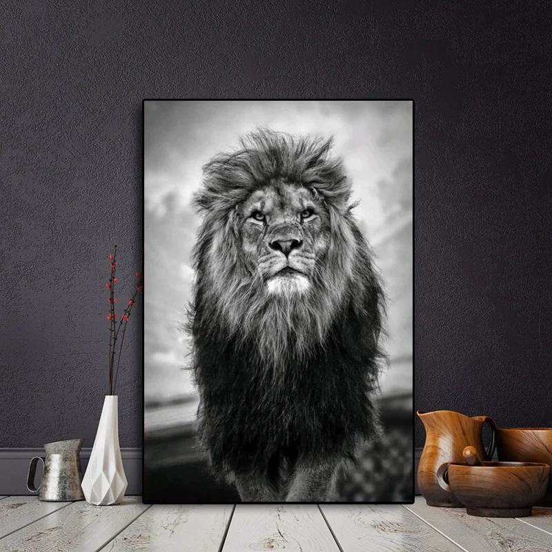 

African Wild Lions Family Canvas Art Posters And Prints Black And White Animals Canvas Paintings On the Wall Art Pictures Cuadro
