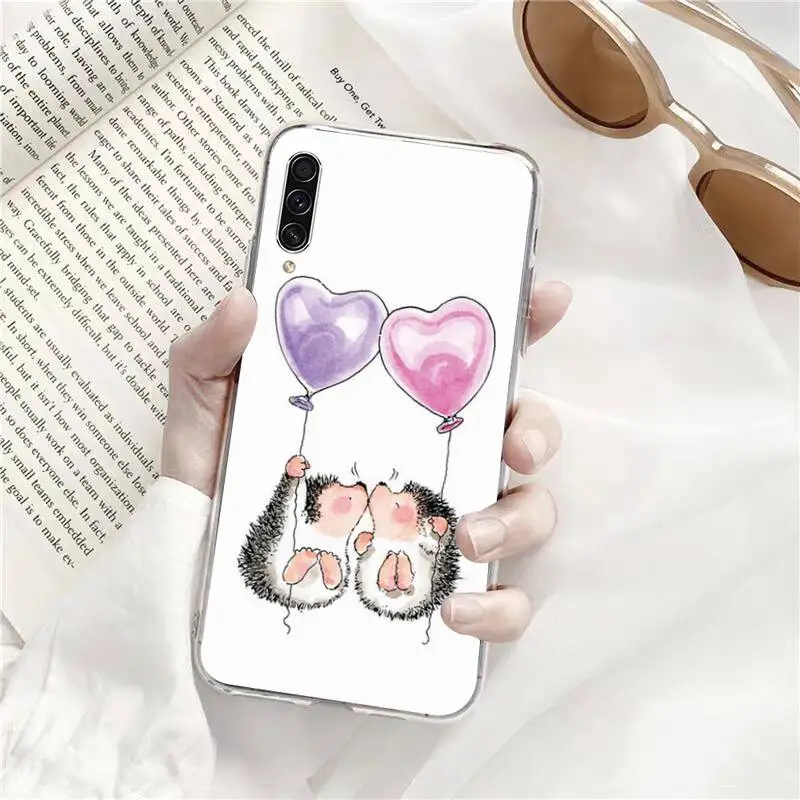 

Kawaii Hedgehog cute cartoon Phone Transparent Samsung s9 s10 s20 Huawei honor P20 P30 P40 xiaomi note mi 8 9 pro lite plus