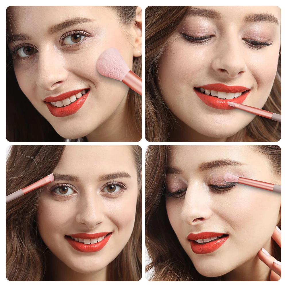 MAANGE Pro Pink Makeup Brush with Mini Sponge Sets EyeShadow Foundation Powder Blush Eyeliner Eyelash Beauty Make Up Tools Set images - 6