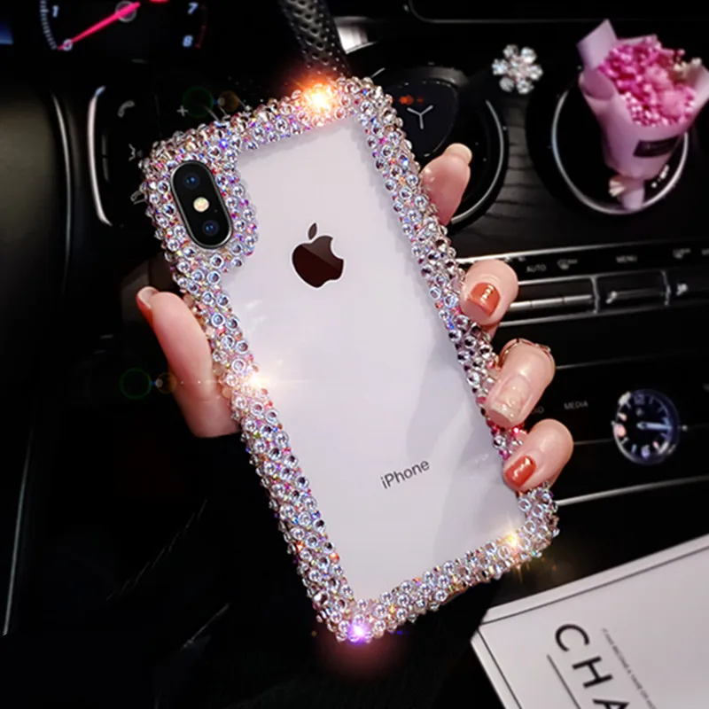 luxury Rhinestone Phone Case For iPhone14 13 6 7 8 11 12 Mini 12 Pro X XR XS MAX cases acrylic Diamond Clear Crystal cover coque