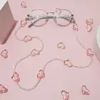 Женская цепочка для солнцезащитных очков, розовая Цепочка с кристаллами в форме сердца, романтическая цепочка для очков с прозрачными бусинами, Ювелирное Украшение