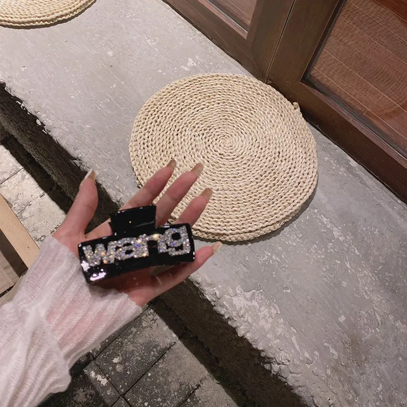 Корейские черные заколки для волос аксессуары женщин заколка-краб со стразами