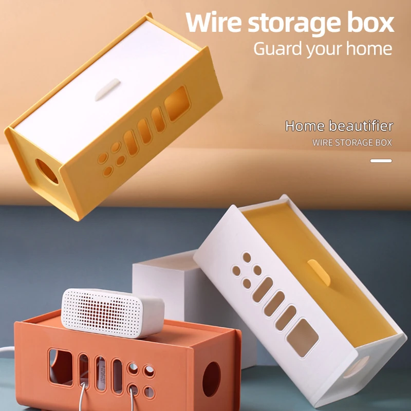 

Plastic Plug-in Wire Storage Box organize Power Strip Wire Box Collection Box Socket Charger Storage Sorting Box With Cover