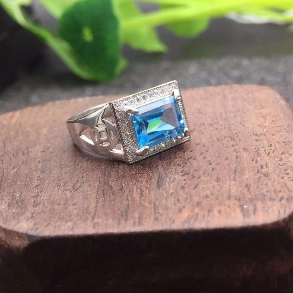 Кольцо с натуральным топазом 100% Классическое однотонное серебряное кольцо для