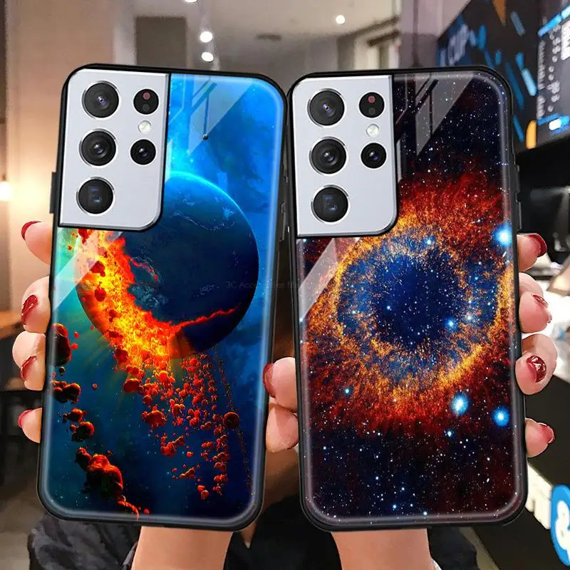 

Case for Samsung S21 Ultra Case S20 FE S9 S10 Plus S10E Tempered Glass Funda Samsung Note 20 Ultra 10 9 8 Hard Antip-fall Cover