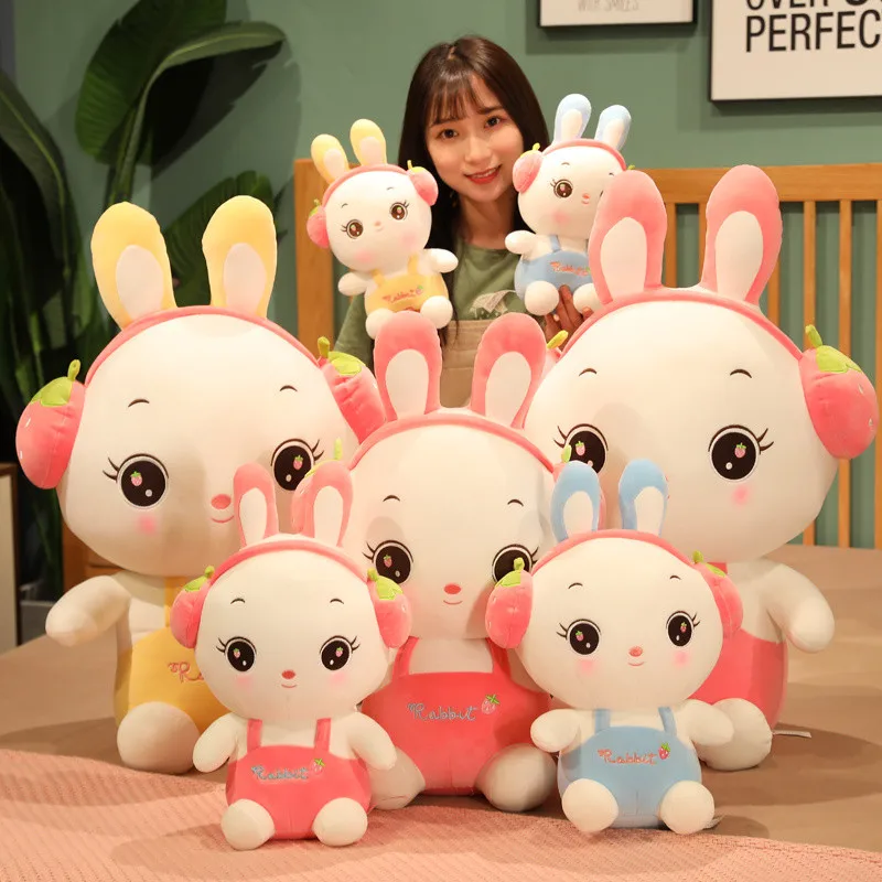 

30/40cm Cartoon creative animal rabbit Wearing headphones plush stuffed toy Children's photography props home decoration