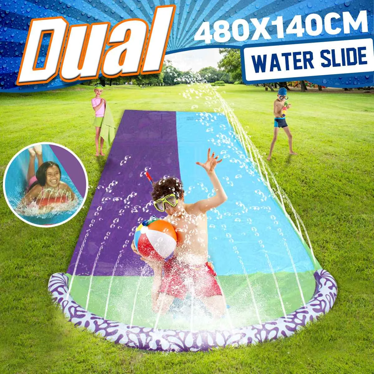 

Гигантская надувная водная горка, забавные горки для газона и горки, водные горки для детей, летняя уличная детская горка, двойная горка для ...