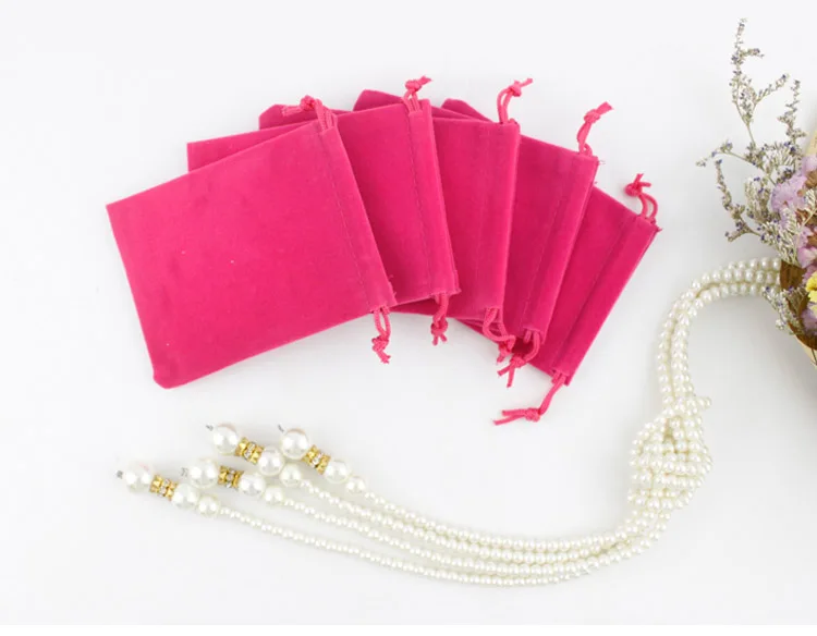 

Fuchsia Velvet Gift Bag 5x7cm 7x9cm 9x12cm pack of 50 Makeup Jewelry Pink Drawstring Pouches