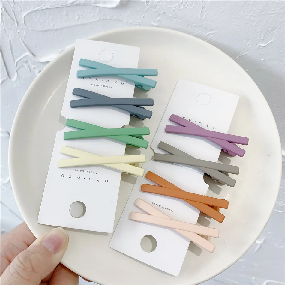 Женская матовая заколка для волос конфетного цвета крестообразный зажим с