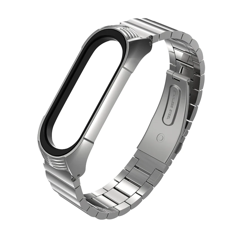 Mi Band 4 ремешок для Xiaomi mi Band 4 металлический браслет из нержавеющей стали для mi band 3 4 наручные Смарт-часы дизайн от mi jobs - Цвет: TF Style Silver