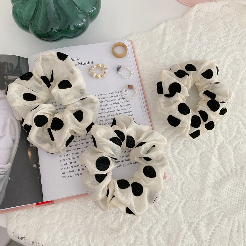 

Elastic Headband Hair Rubber Bands Wave Black Point Scrunchie Hair Tie Hair Rope Ponytail Holder Gum For Girls Hair Accessories