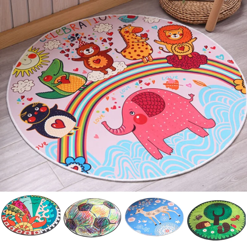 

Play Mat Cartoon Animal Baby Mat Newborn Infant Crawling Blanket Cotton Round Floor Carpet Rugs Mat for Kids Room Nursery Decor