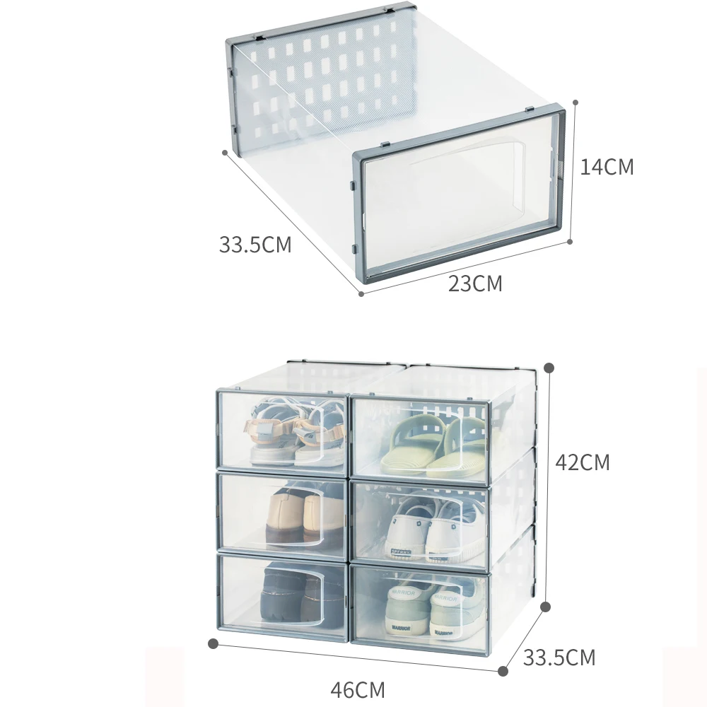 

6pcs Transparent Shoe Box Thickened Dustproof Shoes Organizer Combination Cabinet Space Saving Closet Stand Closet Organizer