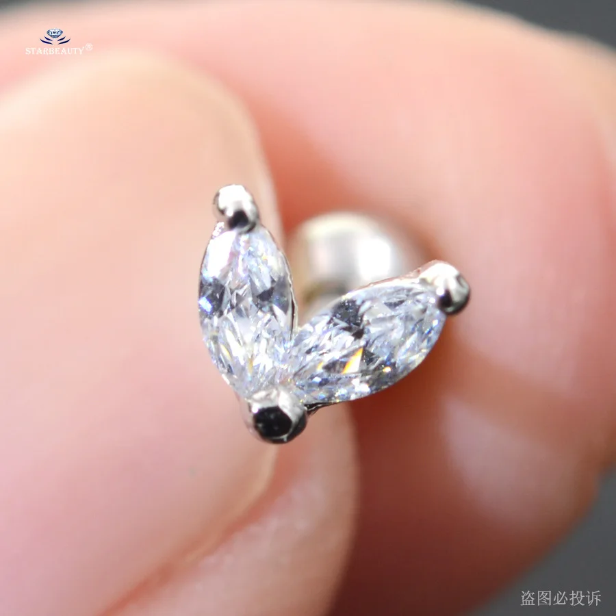 M5312 Silver 1 шт. 1,2x6 мм милый цветок Звезда Крест Корона трагус пирсинг Спираль пирсинг Стад Daith серьги-Спирали Кольцо для носа и уха пирсинг ювелирные изделия - Окраска металла: M5312 Silver