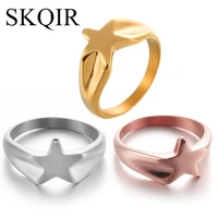 simple style star rings for women silver plated stainless steel cute pentagram ring xmas party charm finger jewelry gift 6 10