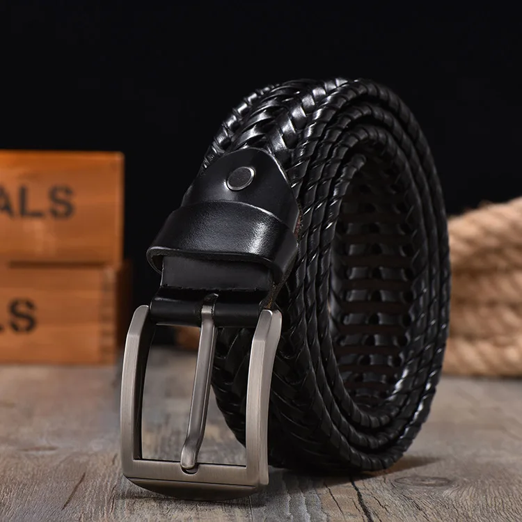 New Braided Belt for Men's Woven Belt Luxury Genuine Leather Cow Straps Hand Knitted Designer Men for Jeans Girdle Male Belts G3