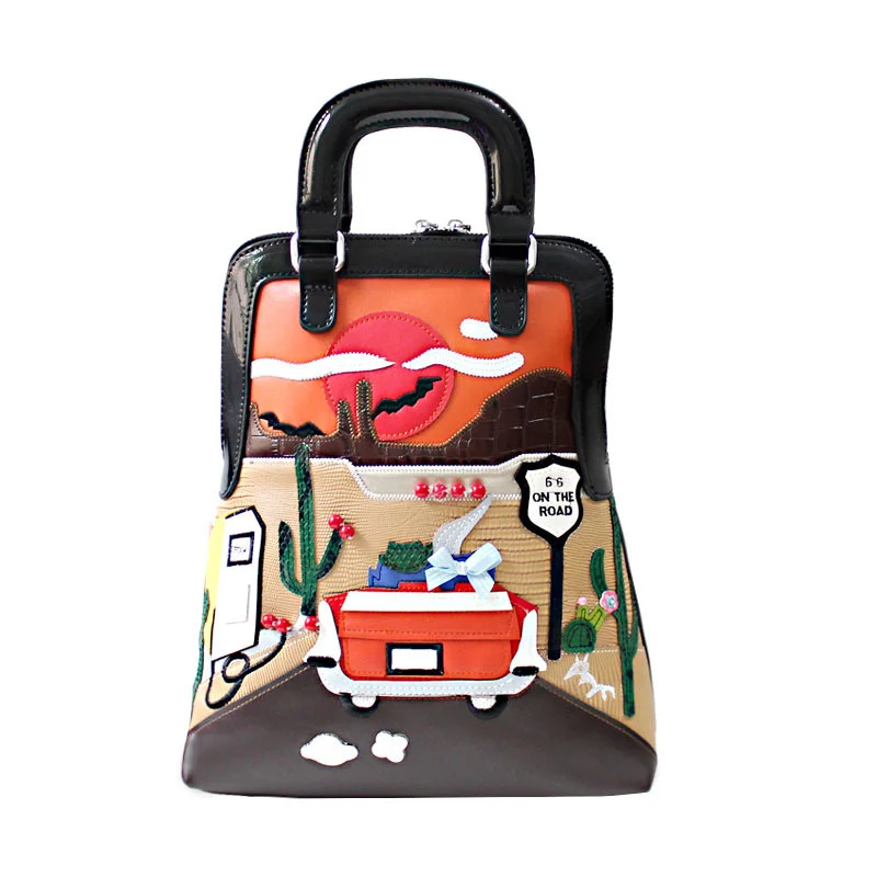 

Backpack women's 2021 new fashion creative stitching embroidery technology portable backpack for women