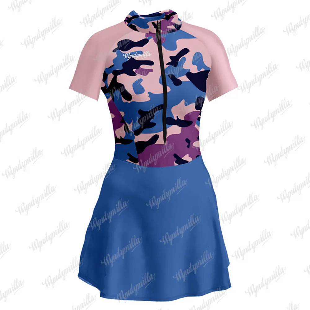 Женский комбинезон из лайкры с коротким рукавом |