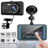 12 million pixels car dvr recorder with rearview camera 170 degree wide angel dual dash camera with 4 inch hd ips touch screen