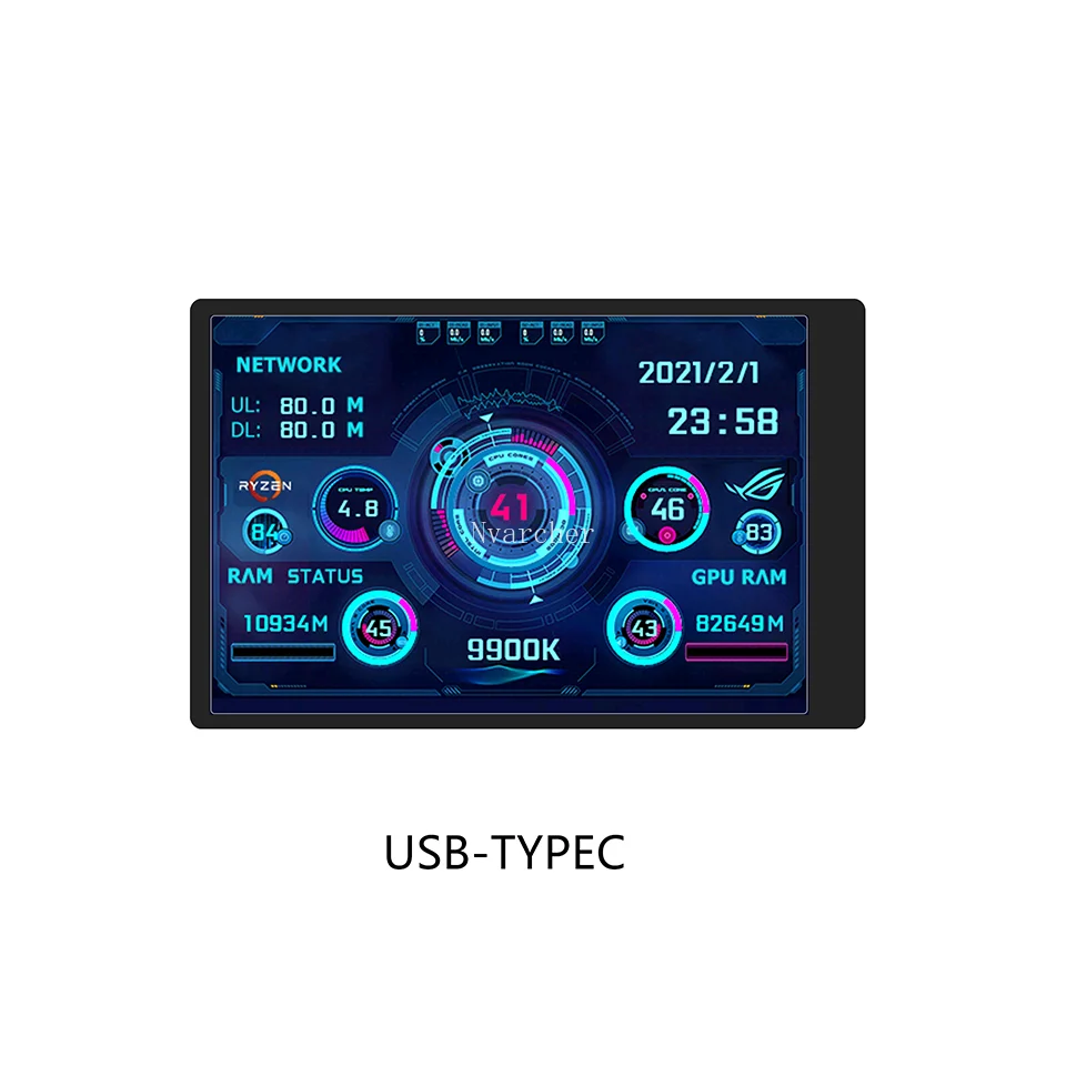

ЖК-монитор Nvarcher 3,5 дюйма, 480*320 IPS, AIDA64, USB-дисплей, поддержка Raspberry Pi с RGB-подсветильник кой