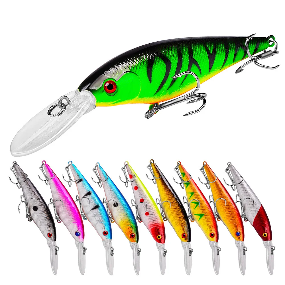 

1PCS Floating Minnow Fishing Lure Set 10.5g-0.37oz/11.5cm-4.5" Hard Artificial 10 Color Crankbait Fishing Baits #6 Treble Hook
