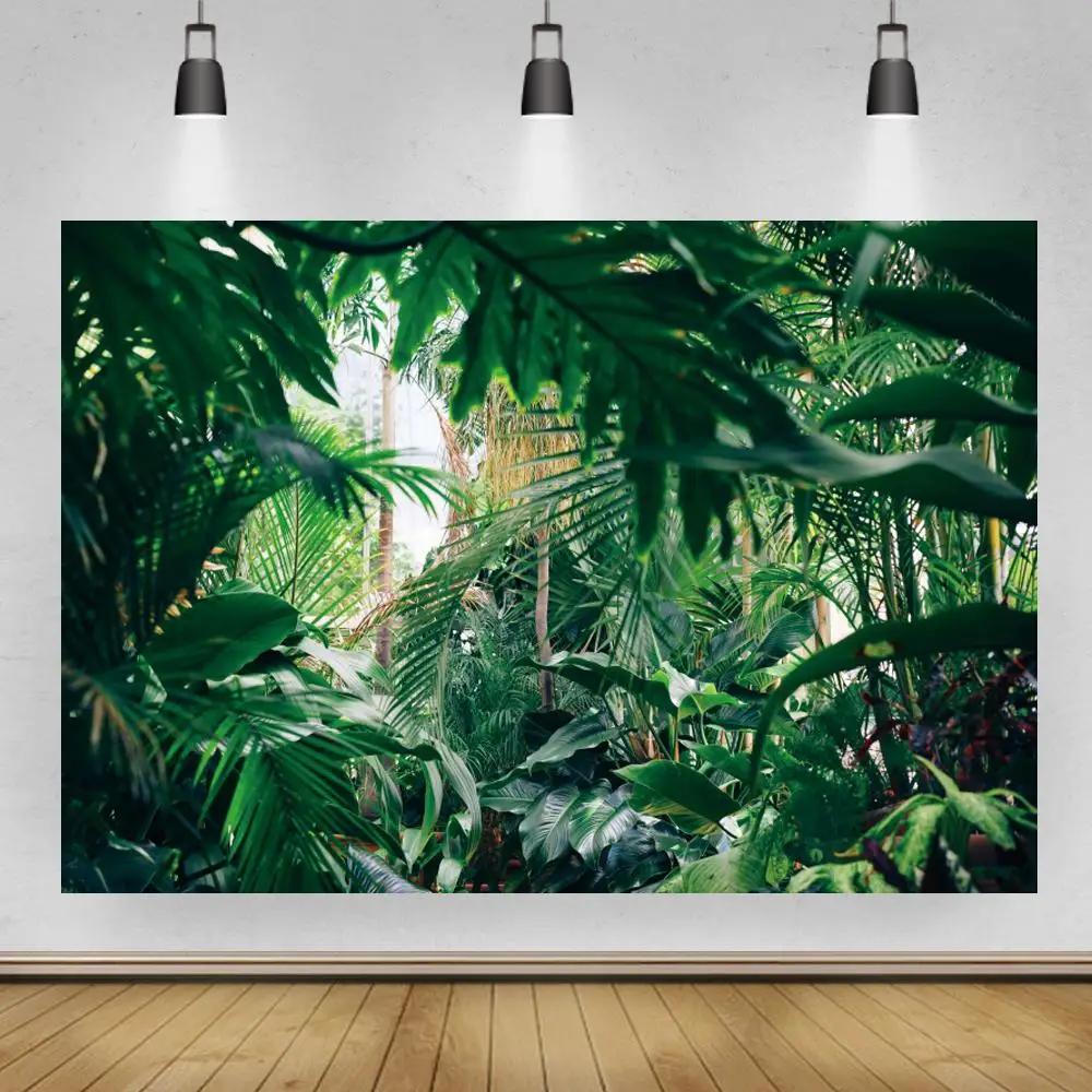 

Green Banana Leaf Forest Spring Photography Background Bamboo Newborn Baby Wild One Portrait Scenic Photo Background Table Decor