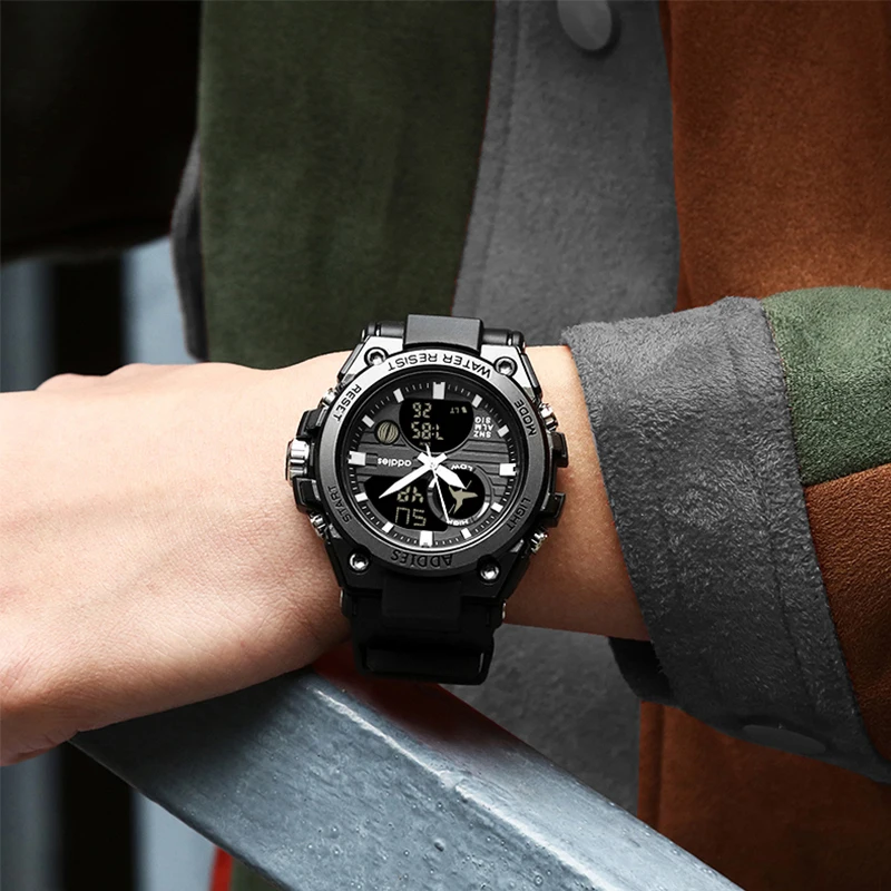 Мужские спортивные часы Addies MY1818 водонепроницаемость 30 м с подсветкой полный