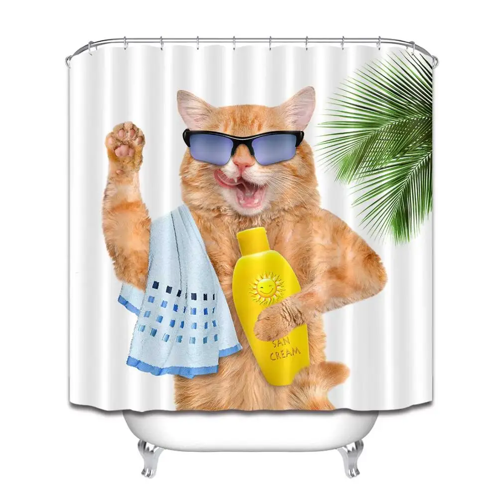 Хипстерская занавеска для ванной LB в виде кошки забавная мультяшная душа s с 12
