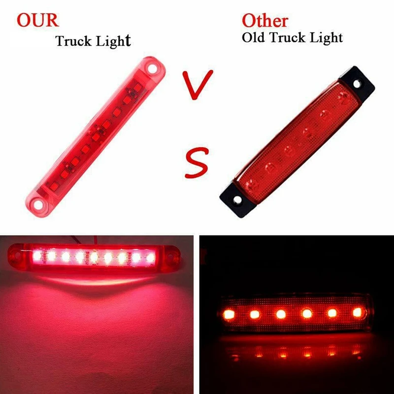 

20Pcs Durable Red 9-LED Truck Trailer Lorry Sealed Side Marker Clearance Light Low Led Trailer Light Rear Side Lamp