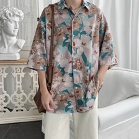 men korean loose flower shirts mens hawaiian shirts m 2xl summer short sleeved shirts mens fashion printed casual shirts