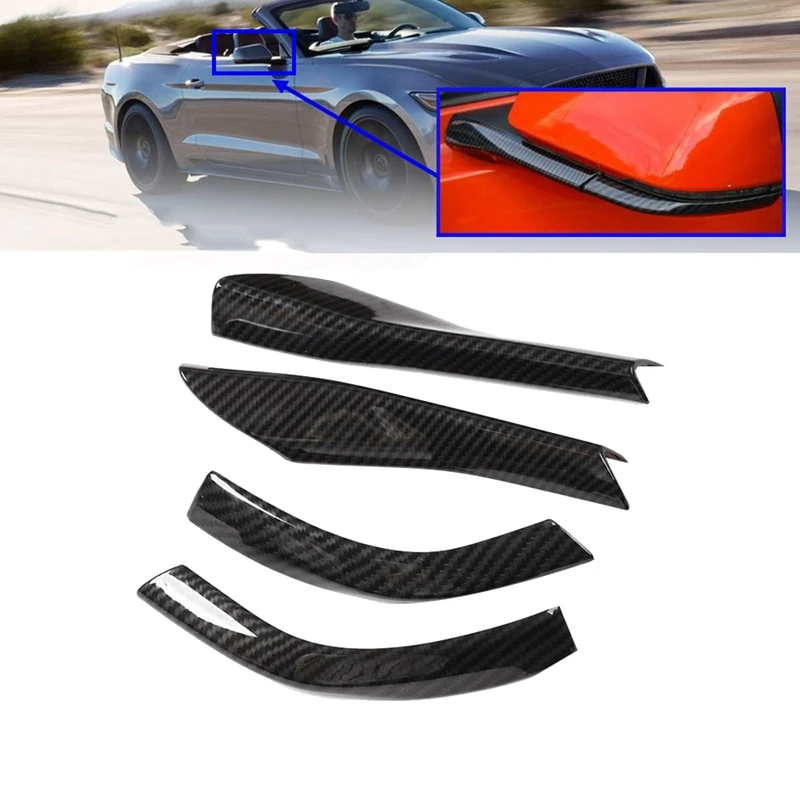 

4Pcs Carbon Fiber Rearview Side Mirror Base Cover Trim Decorations for Ford Mustang 2015-2020