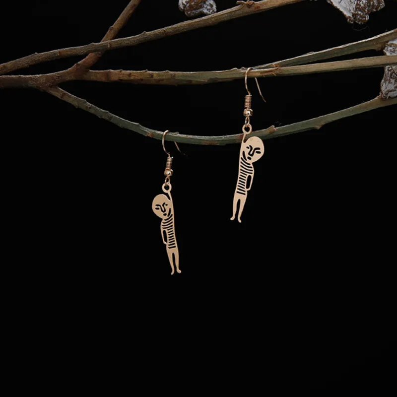 Серьги ручной работы в виде одиноких злодеев забавные уникальные пустотелые