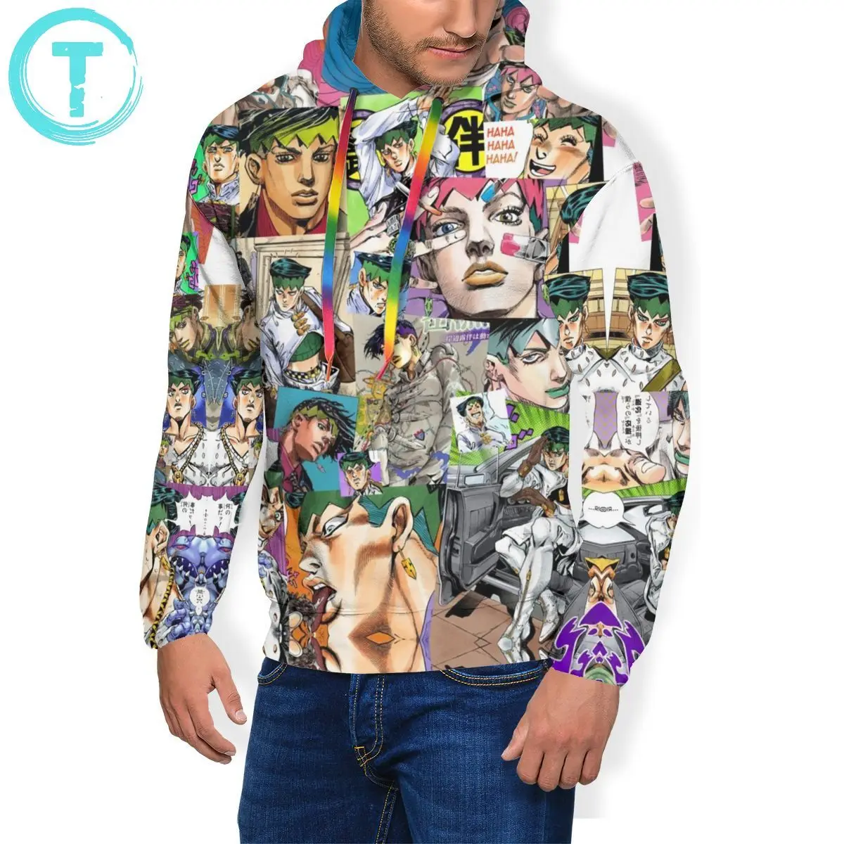 Джоджо необычная Толстовка JJBA - Rohan Kishibe-коллаж толстовки полиэстер красный