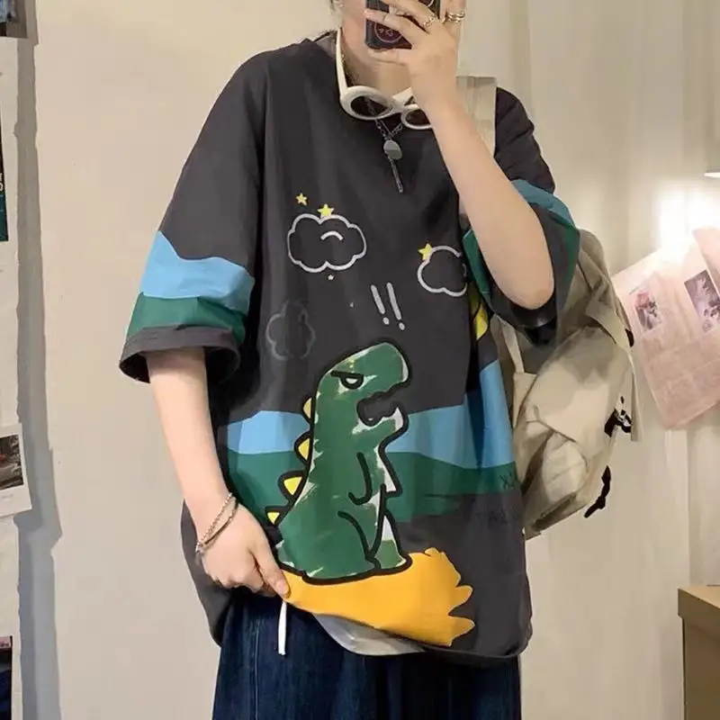 

Women 2021 Cartoon Summer Print Lady T-shirts Top T Shirt Ladies Womens Graphic Female Tee Ovrersiezed T-Shirt Cartoon Print