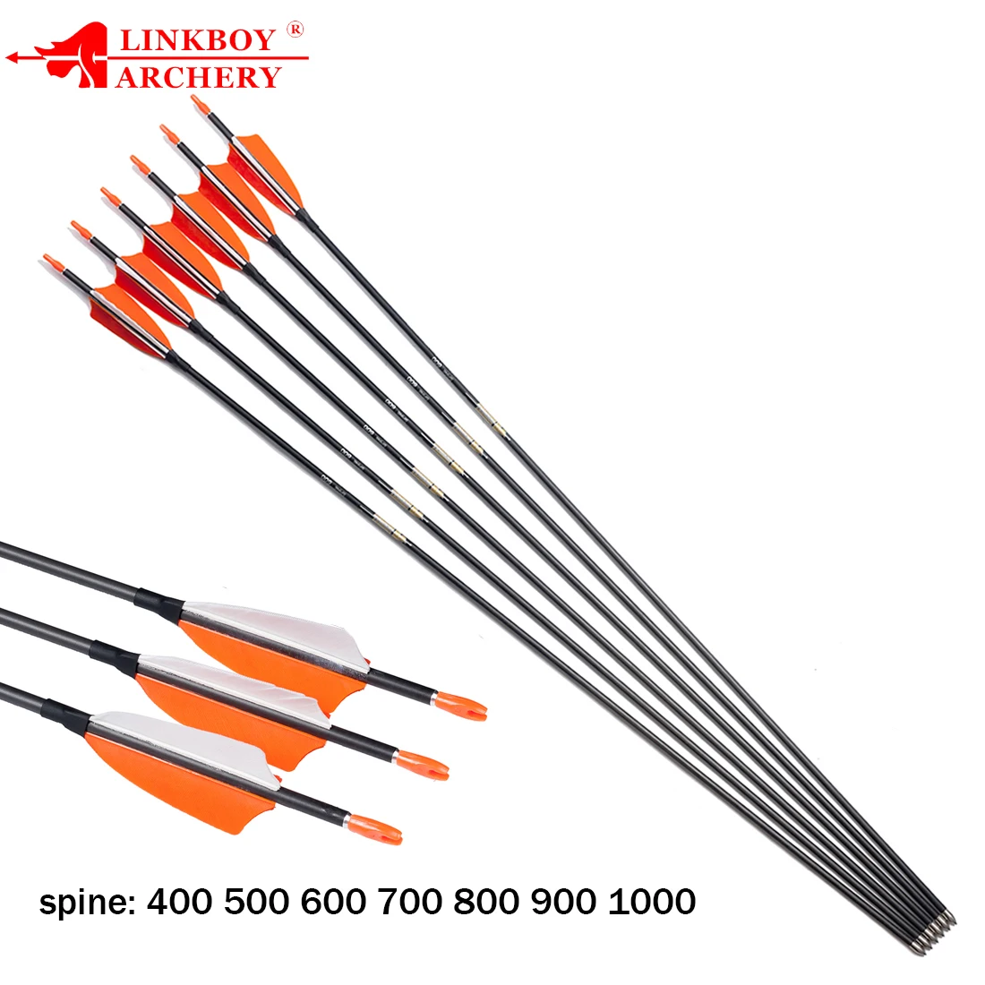 6 шт. Linkboy стрельба из лука ID4.2mm SP400 1000 чистый углерод стрелки 3 дюймов Турция перо