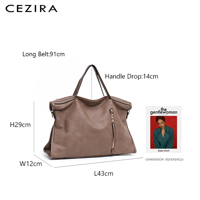 CEZIRA дизайнерский бренд большой Для женщин Tote Сумка Мода заклепки сумки женские