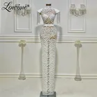 Lowime Вечерние платья из жемчуга Иллюзия ограничен рукава Длинные вечерние платья 2021 индивидуальный заказ кружево Дубайский Арабский Русалка платье для выпускного вечера