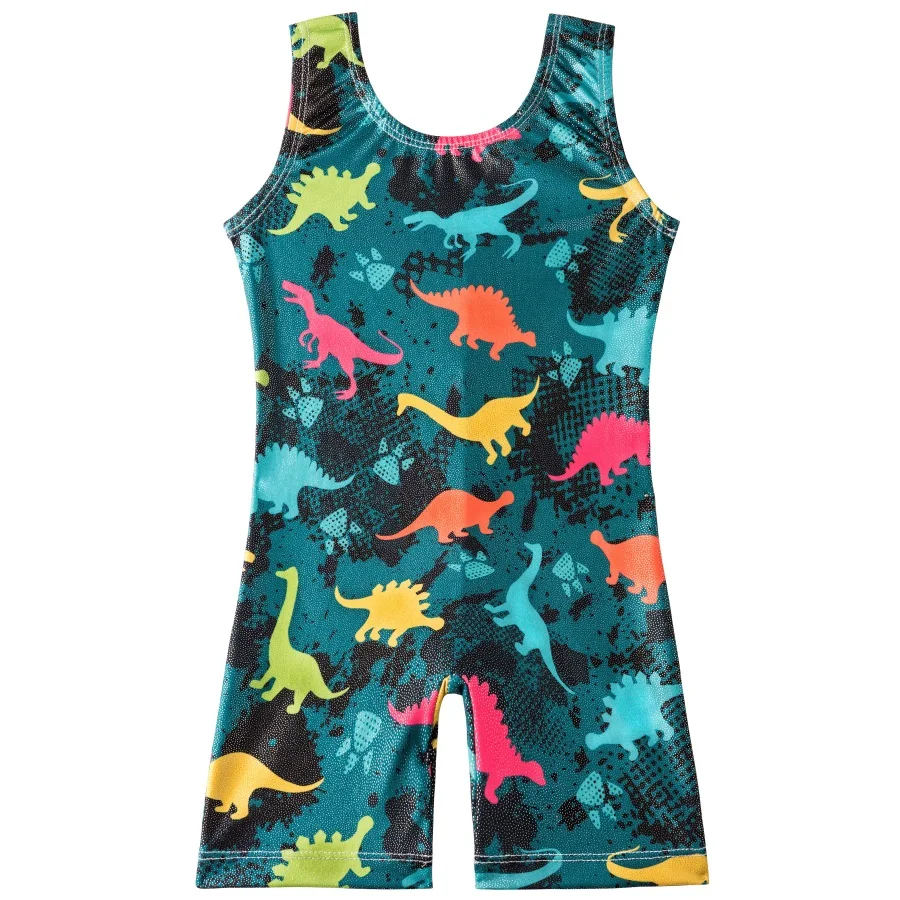 

Girls Dinosaur Ballet Leotard Sleeveless Biketard Girls Ballet Dancesuit Child Gymnastic Glittering Leotards