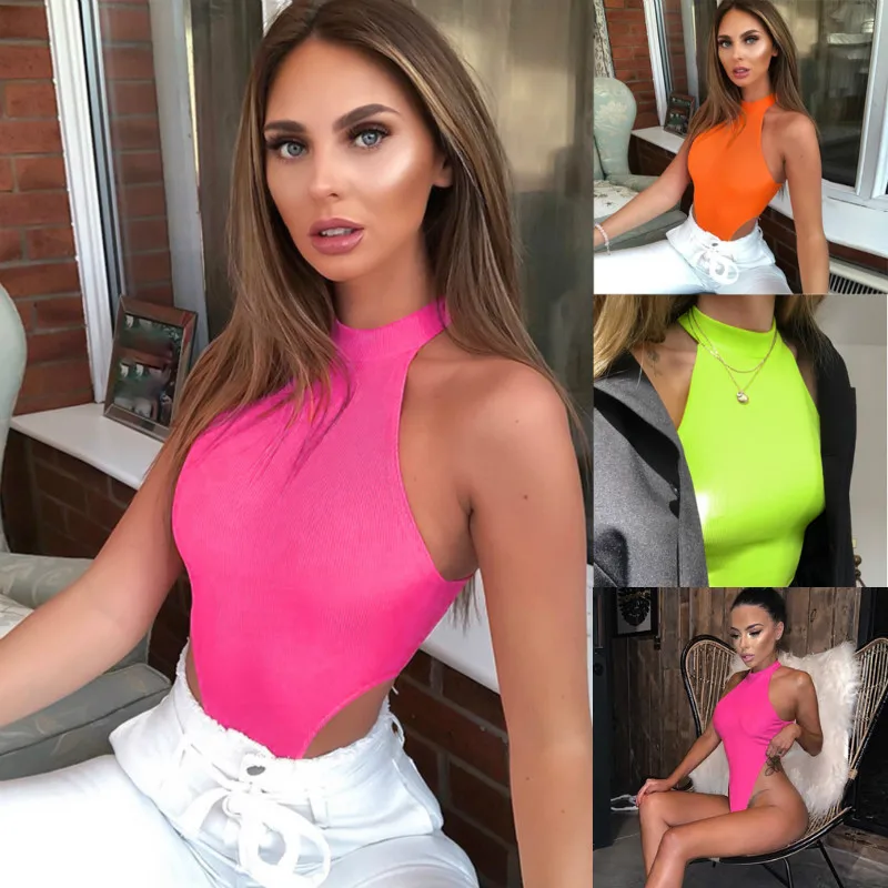 Сексуальный боди Топ для женщин леди без рукавов Твердые Bodycon Вечерние Клубные боди комбинезон Пляжная одежда Летний Купальник Рубашки