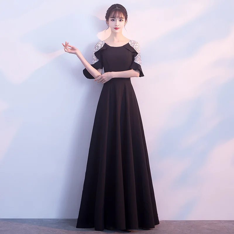 

Temperament Slim Bride Wedding Dress Elegant Mermaid Dress Noble O-neck Evening Party Dress Sheath Long Celebrity Banquet Dress