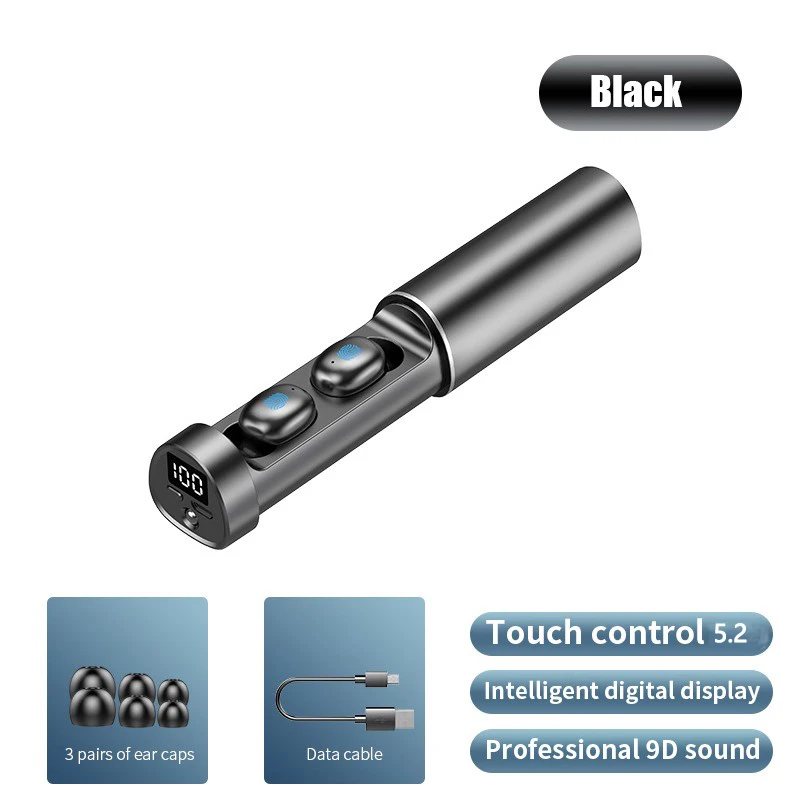 

TWS Wireless Bluetooth 5.2 Earphone 9D Stereo HIFI Bass Surround Touch Headphones With Pull-out Charging Box For Android IOS