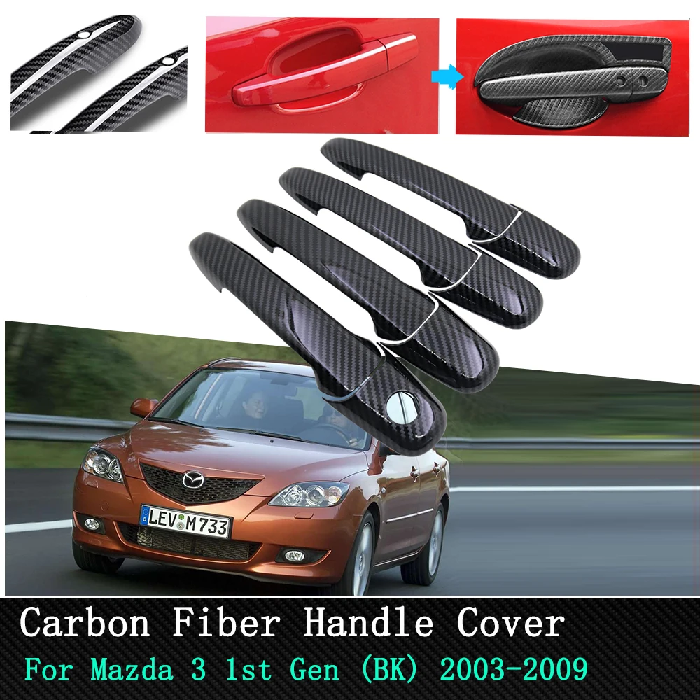 Автомобильные хромированные/Углеродные наклейки на дверные ручки для Mazda 3 BK